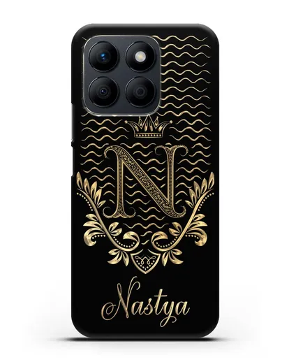 Чехол с короной, именем и фамилией с золотым рисунком силиконовый для Honor X8b