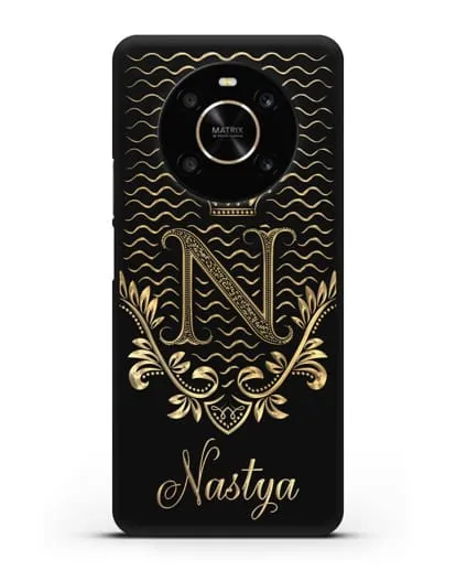 Чехол с короной, именем и фамилией с золотым рисунком силиконовый для Honor X9