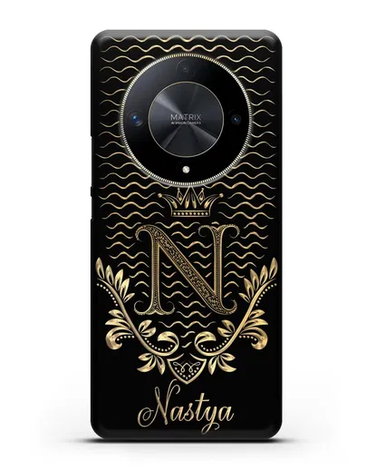 Чехол с короной, именем и фамилией с золотым рисунком силиконовый для Honor X9b