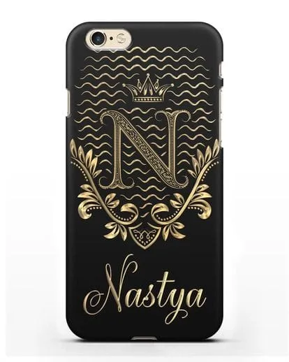 Чехол с короной, именем и фамилией с золотым рисунком силиконовый для iPhone 6s