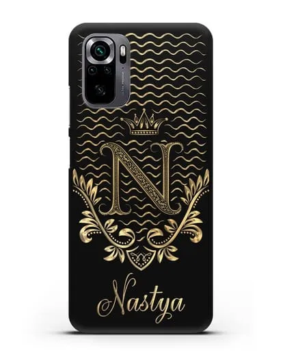 Чехол с короной, именем и фамилией с золотым рисунком силиконовый для Xiaomi Poco M5s