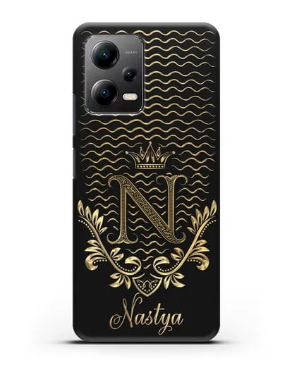 Чехол с короной, именем и фамилией с золотым рисунком силиконовый для Xiaomi Poco X5