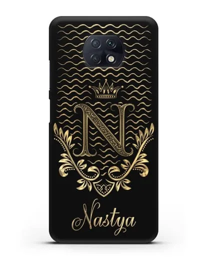 Чехол с короной, именем и фамилией с золотым рисунком силиконовый для Xiaomi Redmi Note 9T