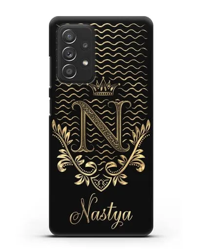 Чехол с короной, именем и фамилией с золотым рисунком силиконовый для Samsung Galaxy A53