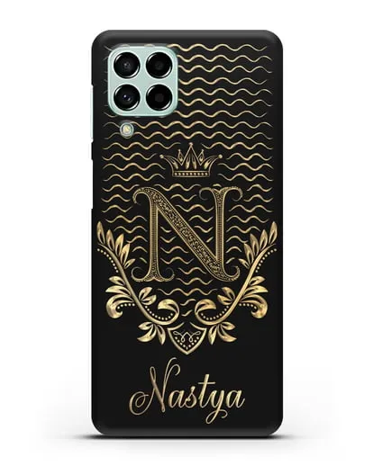 Чехол с короной, именем и фамилией с золотым рисунком силиконовый для Samsung Galaxy M53 [SM-M536]