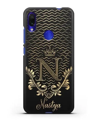 Чехол с короной, именем и фамилией с золотым рисунком силиконовый для Xiaomi Redmi Note 7