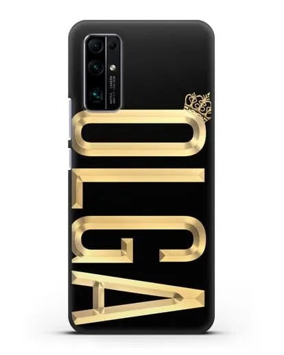 Чехол с именем, фамилией и короной с золотым рисунком силиконовый для Honor 30 Premium