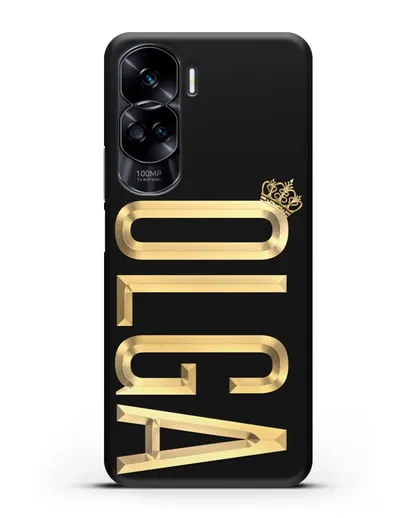 Чехол с именем, фамилией и короной с золотым рисунком силиконовый для Honor 90 Lite