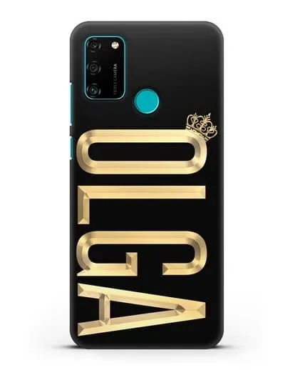 Чехол с именем, фамилией и короной с золотым рисунком силиконовый для Honor 9A