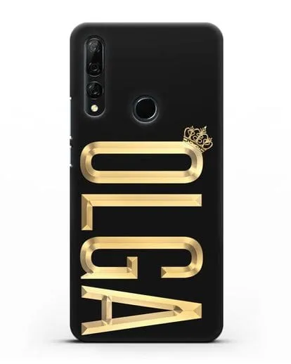 Чехол с именем, фамилией и короной с золотым рисунком силиконовый для Honor 9X