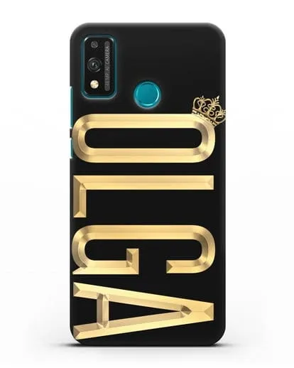 Чехол с именем, фамилией и короной с золотым рисунком силиконовый для Honor 9X lite
