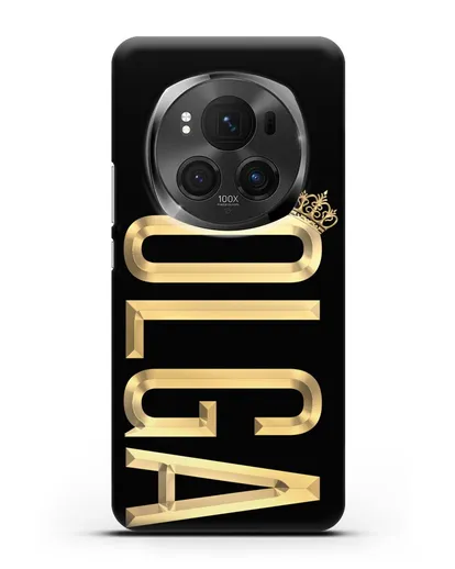 Чехол с именем, фамилией и короной с золотым рисунком силиконовый для Honor Magic 6 Pro