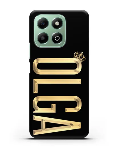 Чехол с именем, фамилией и короной с золотым рисунком силиконовый для Honor X6b
