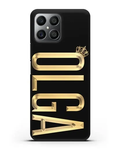 Чехол с именем, фамилией и короной с золотым рисунком силиконовый для Honor X8