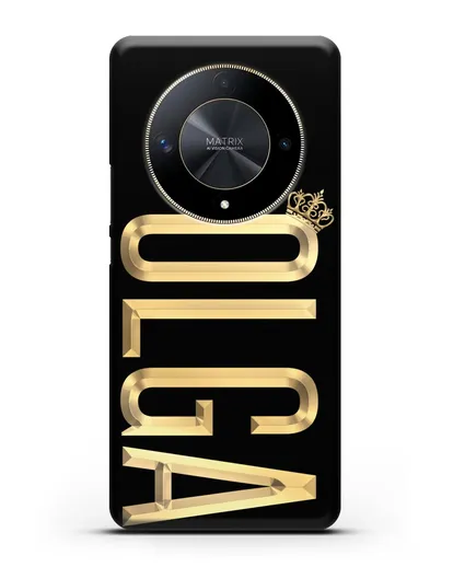 Чехол с именем, фамилией и короной с золотым рисунком силиконовый для Honor X9b