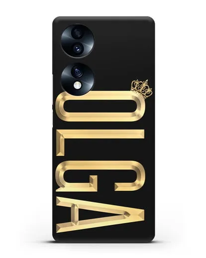 Чехол с именем, фамилией и короной с золотым рисунком силиконовый для Honor 70