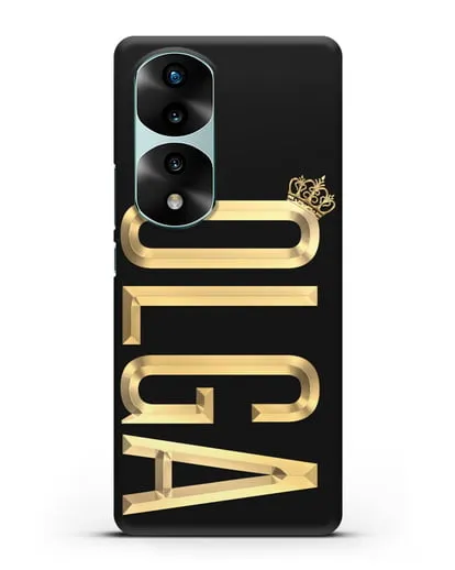 Чехол с именем, фамилией и короной с золотым рисунком силиконовый для Honor 70 Pro