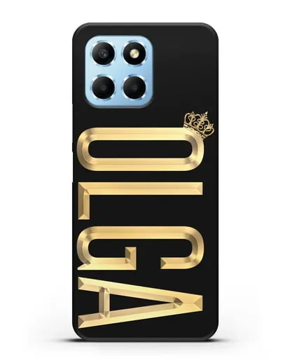 Чехол с именем, фамилией и короной с золотым рисунком силиконовый для Honor X6