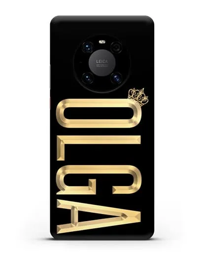 Чехол с именем, фамилией и короной с золотым рисунком силиконовый для Huawei Mate 40 Pro
