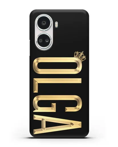 Чехол с именем, фамилией и короной с золотым рисунком силиконовый для Huawei Nova 10 SE