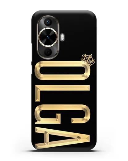 Чехол с именем, фамилией и короной с золотым рисунком силиконовый для Huawei Nova 12s