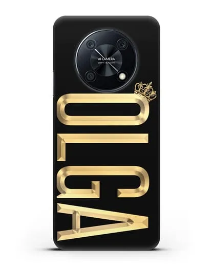 Чехол с именем, фамилией и короной с золотым рисунком силиконовый для Huawei Nova Y90