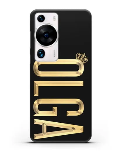 Чехол с именем, фамилией и короной с золотым рисунком силиконовый для Huawei P60 Pro