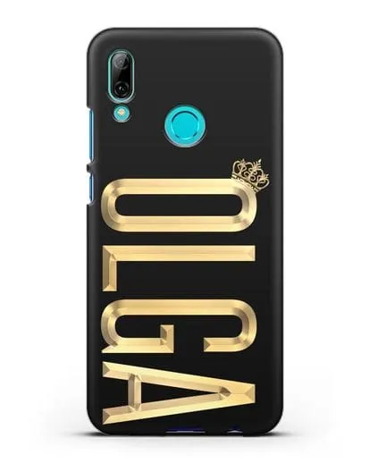 Чехол с именем, фамилией и короной с золотым рисунком силиконовый для Huawei P Smart 2019
