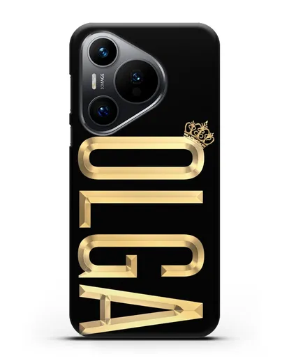 Чехол с именем, фамилией и короной с золотым рисунком силиконовый для Huawei Pura 70