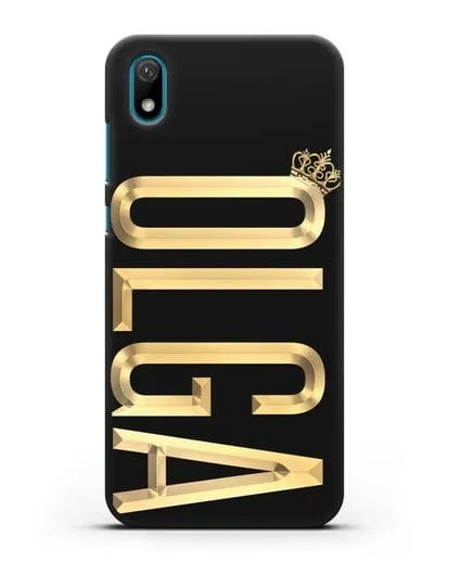 Чехол с именем, фамилией и короной с золотым рисунком силиконовый для Huawei Y5 2019
