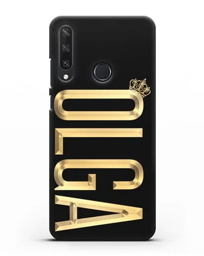 Чехол с именем, фамилией и короной с золотым рисунком силиконовый для Huawei Y6P