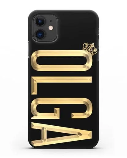 Чехол с именем, фамилией и короной с золотым рисунком силиконовый для iPhone 11
