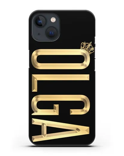 Чехол с именем, фамилией и короной с золотым рисунком силиконовый для iPhone 13 Mini