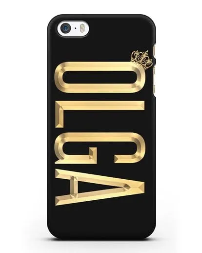 Чехол с именем, фамилией и короной с золотым рисунком силиконовый для iPhone 5/5s/SE