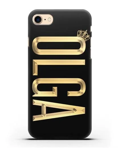 Чехол с именем, фамилией и короной с золотым рисунком силиконовый для iPhone 7