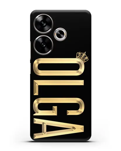 Чехол с именем, фамилией и короной с золотым рисунком силиконовый для Xiaomi Poco F6