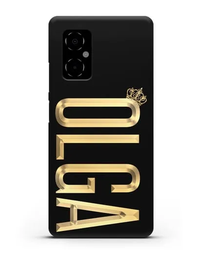 Чехол с именем, фамилией и короной с золотым рисунком силиконовый для Xiaomi Poco M4 5G