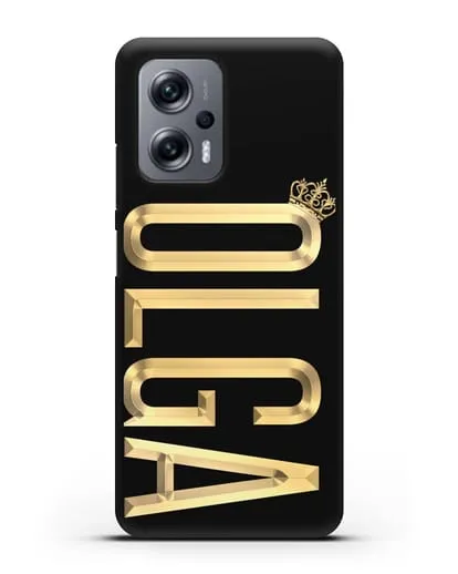 Чехол с именем, фамилией и короной с золотым рисунком силиконовый для Xiaomi Poco X4 GT