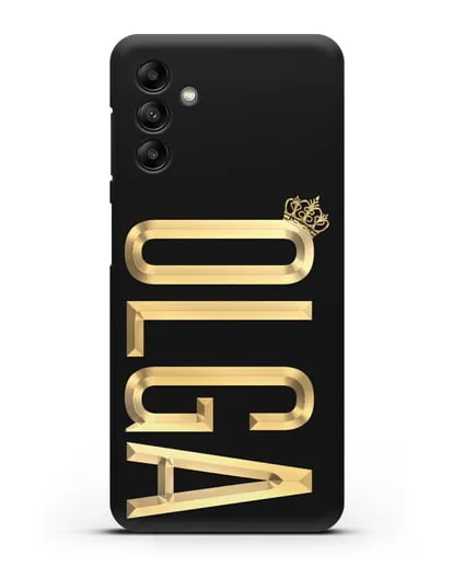 Чехол с именем, фамилией и короной с золотым рисунком силиконовый для Samsung Galaxy A04s [SM-A047]
