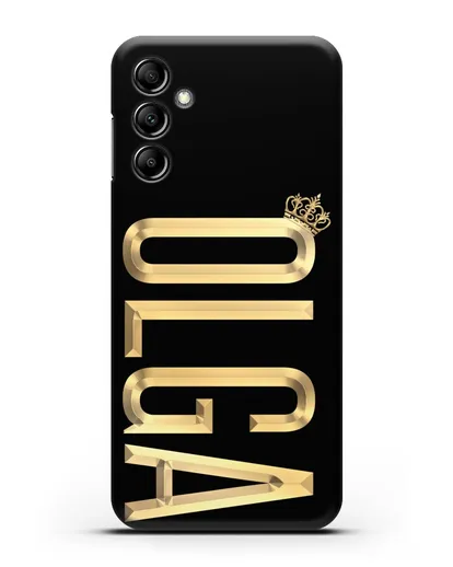Чехол с именем, фамилией и короной с золотым рисунком силиконовый для Samsung Galaxy A14 [SM-A145]