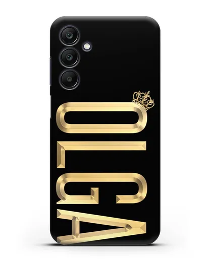 Чехол с именем, фамилией и короной с золотым рисунком силиконовый для Samsung Galaxy A15 [SM-A155]