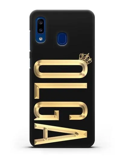 Чехол с именем, фамилией и короной с золотым рисунком силиконовый для Samsung Galaxy A20 [SM-A205FN]