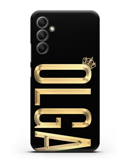 Чехол с именем, фамилией и короной с золотым рисунком силиконовый для Samsung Galaxy A34 [SM-A346]