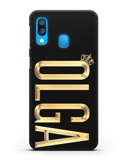 Чехол с именем, фамилией и короной с золотым рисунком силиконовый для Samsung Galaxy A40 [SM-A405F]