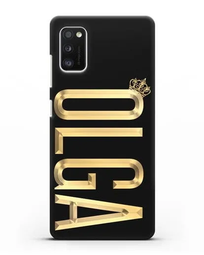 Чехол с именем, фамилией и короной с золотым рисунком силиконовый для Samsung Galaxy A41 [SM-A415F]
