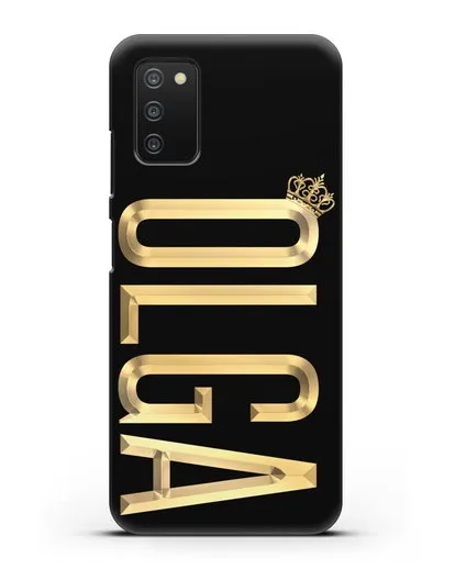 Чехол с именем, фамилией и короной с золотым рисунком силиконовый для Samsung Galaxy A03S [SM-A037F]