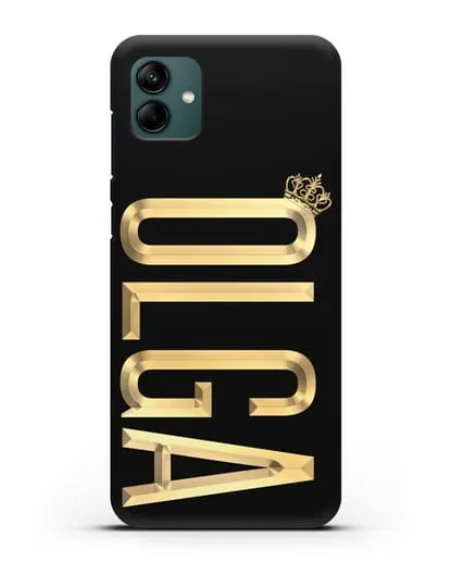 Чехол с именем, фамилией и короной с золотым рисунком силиконовый для Samsung Galaxy A04 [SM-A045F]