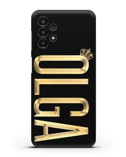 Чехол с именем, фамилией и короной с золотым рисунком силиконовый для Samsung Galaxy A13 4G [SM-A135F]