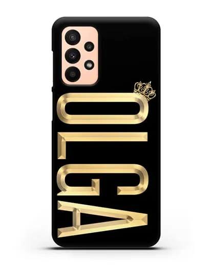 Чехол с именем, фамилией и короной с золотым рисунком силиконовый для Samsung Galaxy A23 [SM-A235F]