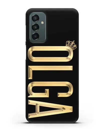 Чехол с именем, фамилией и короной с золотым рисунком силиконовый для Samsung Galaxy M23 [SM-M236]